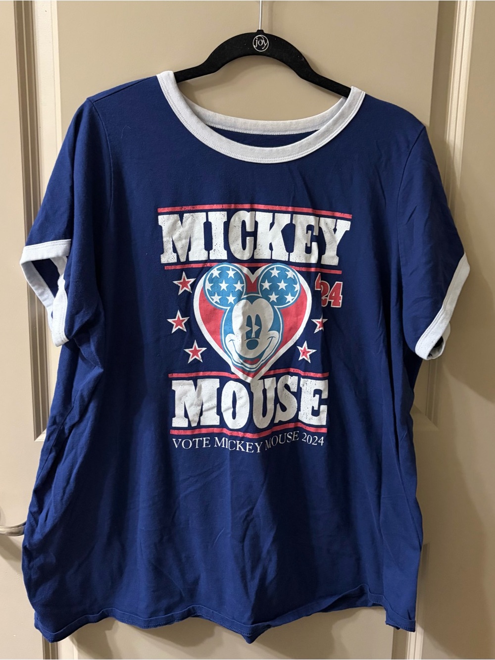Vote Mickey Mouse 2024 Torrid Navy Graphic Ringer Tee